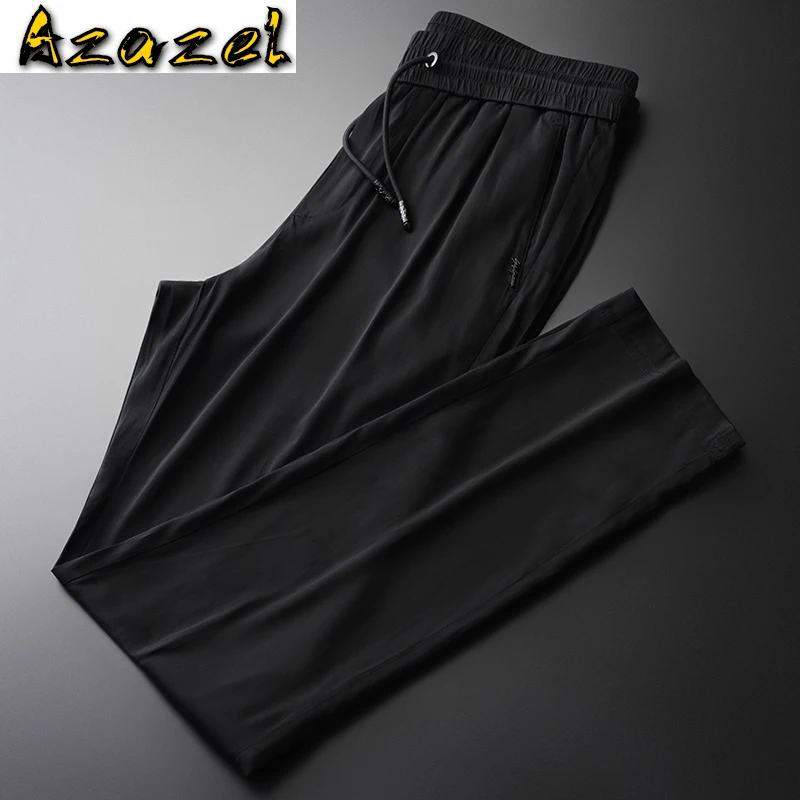 

Azazel Black Mens Pants Luxury Solid Color Elastic Waist Male Pants High Quality Slim Fit Casual Summer Male Pants Plus Size 4xl