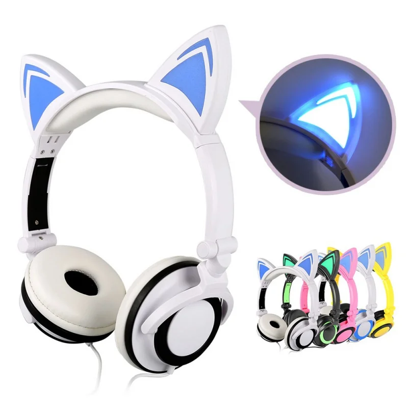 

11 Flashing Glowing cat ear headphones Gaming Headset Earphone with LED light For PC Laptop Computer Mobile Phones