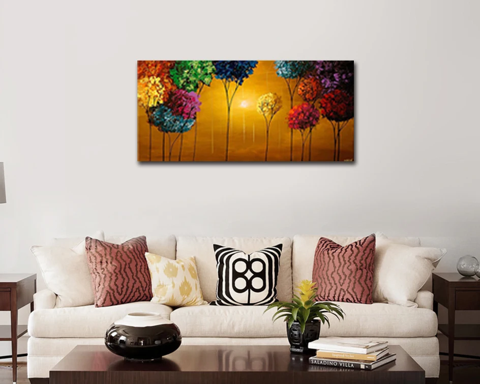 Ручная работа абстрактная картина для стен палитра нож красочные дерево ...