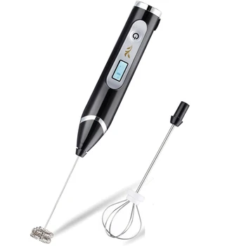 

LCD Electric Milk Frother Handheld USB Rechargeable 3-Speed Foam Maker,Electric Whisks Mixer Blender for Coffee Egg Milk