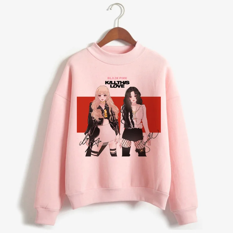 Blackpink Kill This Love Harajuku Толстовка для женщин Ullzang Jennie Rose Lisa Jisoo толстовка с героями мультфильмов осенне-зимняя теплая Женская толстовка с капюшоном