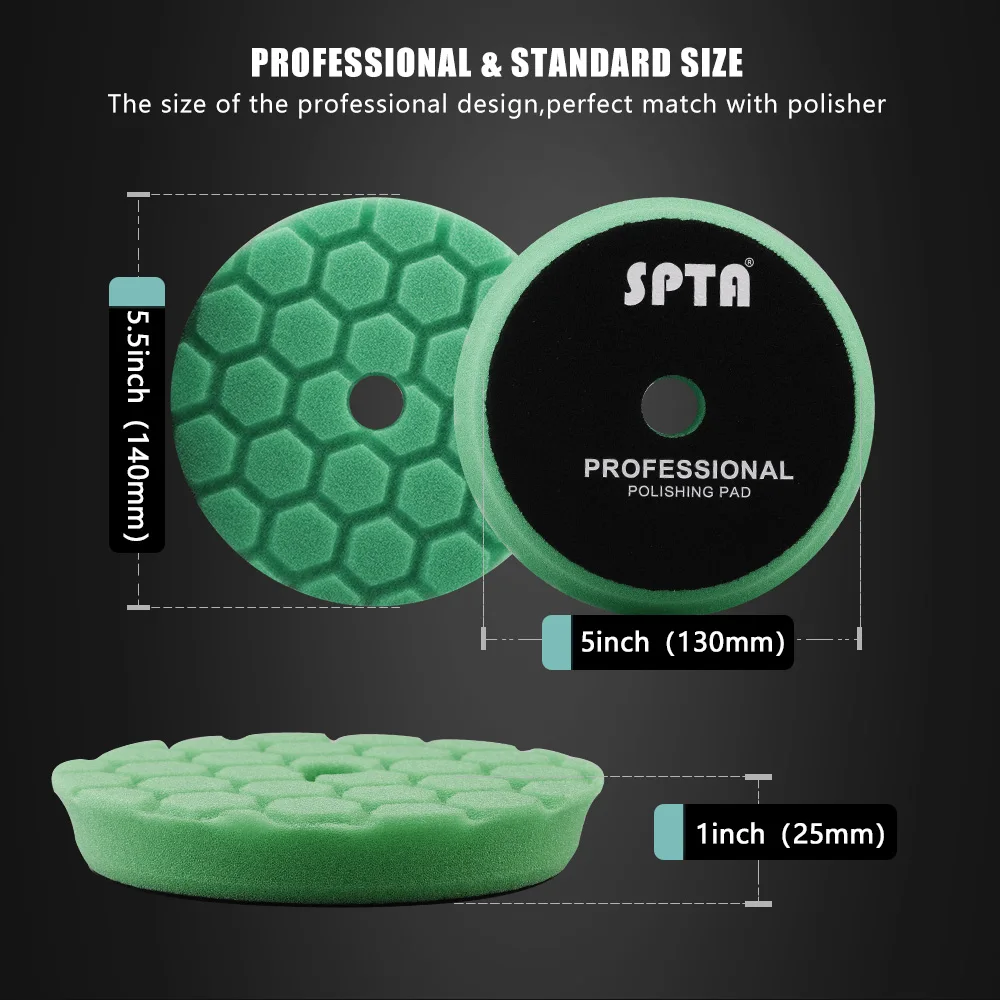 Car Polishing Pad 3"(80mm)/5"(125mm)/6"(150mm) Beveled Hex-Logic Car Sponge Polishing Foam Pad For DA/RO/GA Polisher 1PC SPTA