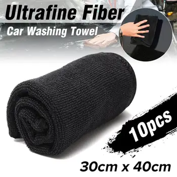 

10pcs/set Car Care Polishing Wash Towels Microfibers Car Detailing Cleaning Soft Cloths Home Window 30x40cm Black