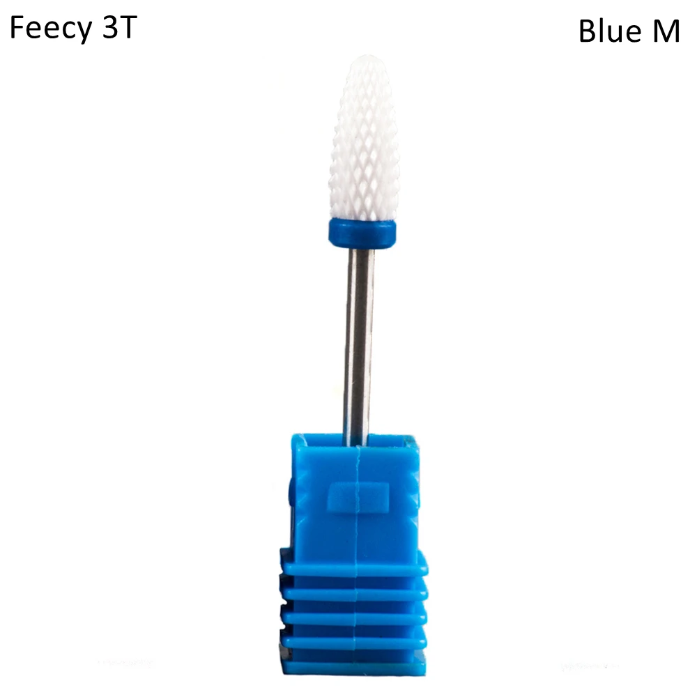 Фреза для маникюра, педикюра, сверло для ногтей, электрическая машинка для маникюра, керамическая фреза, фреза для снятия лака для ногтей, Feecy - Цвет: Feecy 3T Blue M