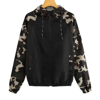 

Women's Hooded Jackets 2020 Autumn Stitching Color Causal Windbreaker Women Jackets Coat Zipper Lightweight Jackets Famale