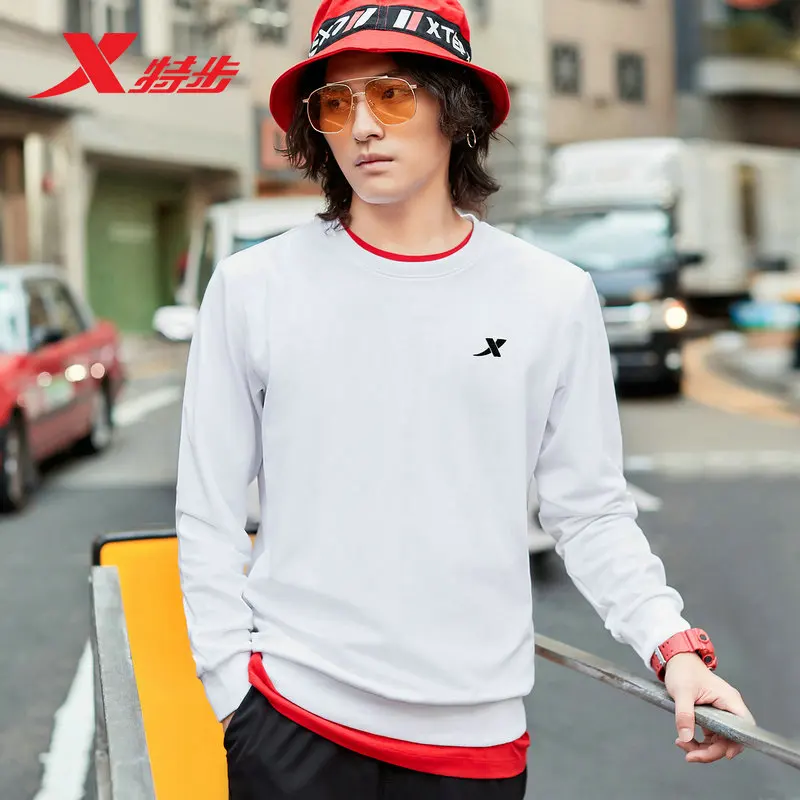 

Xtep Men Capless Hoody Autumn New Fashion Sweater Sportswear Male Outdoor Solid Color Elastic Round Collar Pullover 881329059403