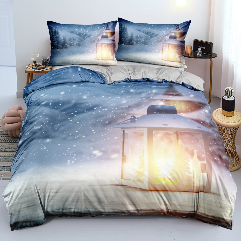 

3D Custom Aesthetic Marry Christmas Bedding Sets Comforter/Quilt/Duvet Cover 220x230 King Queen Full Bedspreads Gray Bed Linen