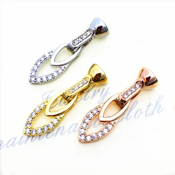 

Handmade DIY Pearls Bracelet Necklace Clasps Micro Pave Zircon Rhinestone Clasp Hooks Jewelry Findings Components 18K Gold