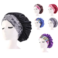 Newest Arrival Women Satin Bonnet Cap Fashion Elastic Wide Band Hair Protect Head Cover Night Sleep Hat