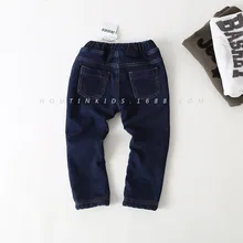 Детская одежда для мужчин и женщин, зимние зауженные эластичные вельветовые джинсы в Корейском стиле