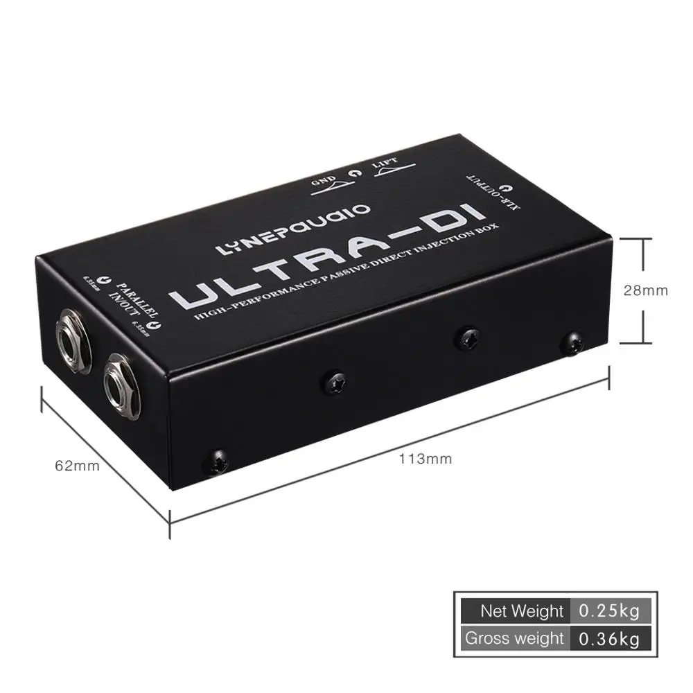 Electric Guitar Electric Bass Passive DI Box with Earthing Switch Function of Humming Noise Cancellation