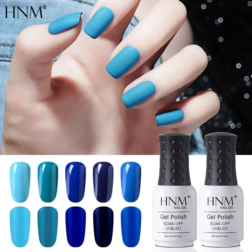 HNM Blue Purple Matte Effect Gel Nail Polish Need Matt Top Coat Base Semi Permanent UV LED Lamp Hybrid Varnishes Lacquer Gellak