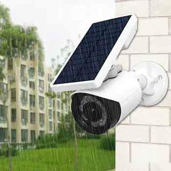 

Round Shape Dummy Solar Powered Camera High Simulation Fake Camera Flashing Red Light Home Security Camera Monitor