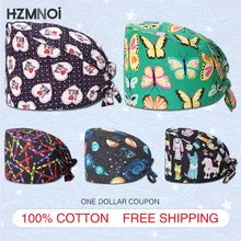 

Trendy Printed Cotton Nurse Cap Scrub Cap Pet Clinic Work Cap Casual Unisex Doctor Surgery Dentist Operating Room Work Cap