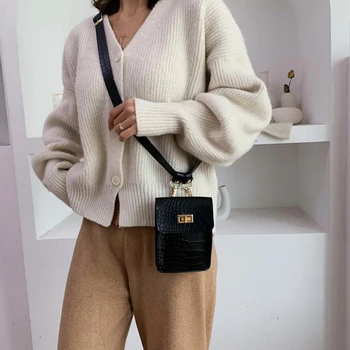 

Academic Style Solid Color Women Fanny Waist Packs Crocodile Pattern PU Leather Shoulder Bags Fashion Phone Pouch Crossbody