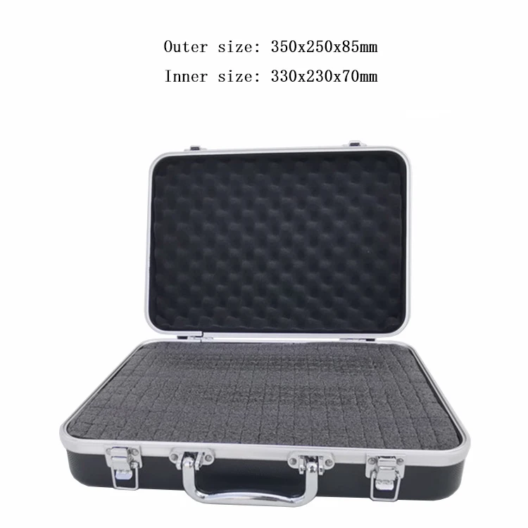 Портативный пластиковый ящик для инструментов из алюминиевого сплава чемодан ударопрочный Безопасный инструмент ящик для хранения с губчатым подкладом - Цвет: 350x250x85mm