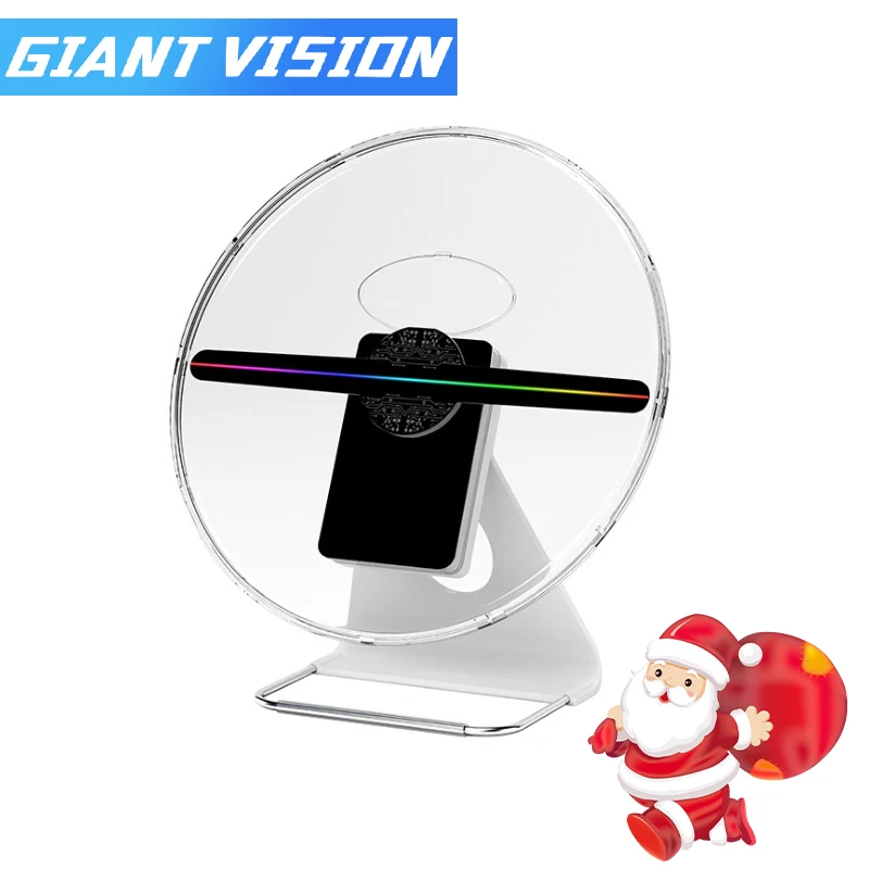 30cm 3d Advertising Holographic Fan Projector Lighting Holographic Rechargeable Desktop Hologram Christmas Decoration