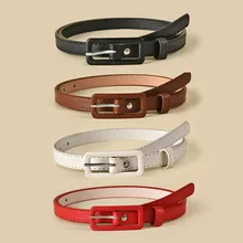 Cinturones elásticos para mujer, cinturón ceñido en la cintura, hebilla de cuero, cinturones rojos finos, pretina de diseñador