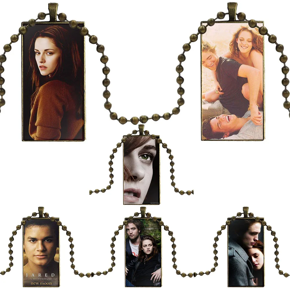 Vampire Twilight Bella And Edward For Child Glass Pendant Necklace Handmade Half Rectangle | Украшения и аксессуары