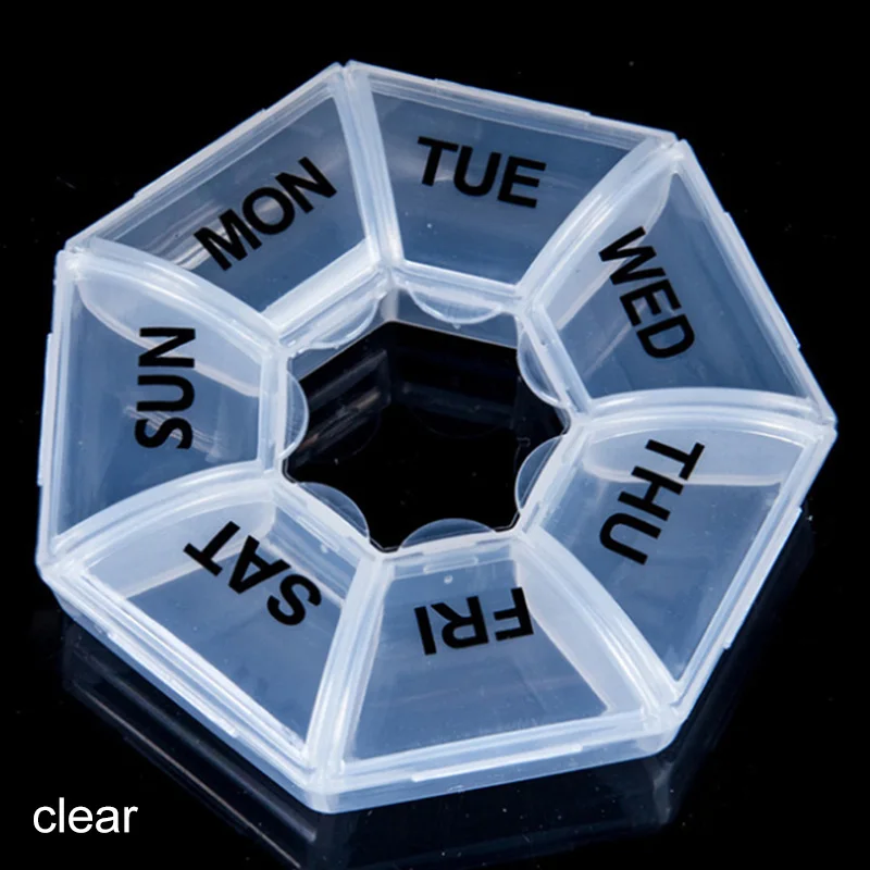 7 дней Еженедельный чехол для хранения витамина коробка лекарств Круглый Мини
