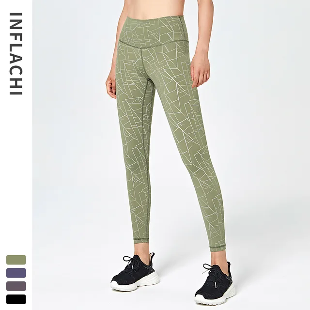 Bulbo/foco sentido levantamiento de Pantalones Slim Fit Fitness cintura alta Yoga de las mujeres deporte seco transpirable rayas de impresión de noveno|Pantalones de yoga| - AliExpress