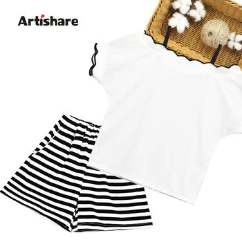 

Kids Summer Clothes Girls Solid T Shirt + Striped Short Teenage Girls Clothing 2020 Girls Sets Casual Children's Clothes Set