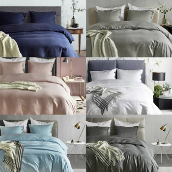 

Solid Color Beddig Set with Button Stitching High Quality Duvet Cover Set 2-3pcs Family Bed Sets Home Textile