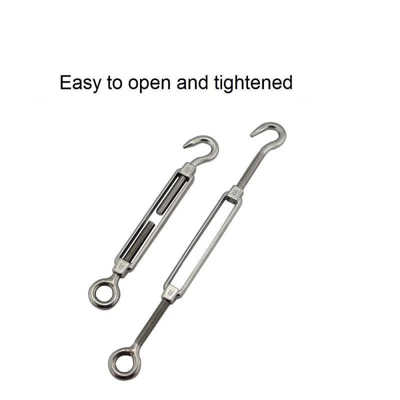 yulinwangluo 4Pcs Wire Rope Sling Tensioner M5 304 Stainless Steel Turnbuckle Screw Shade Sail Tensioner 