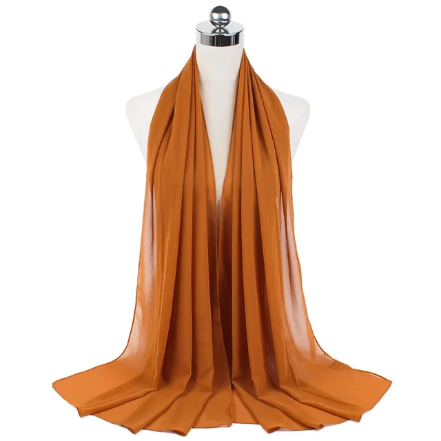 High Quality Good Stitching Stitch Plain Premium Heavy Chiffon Hijab Scarf Malaysian Women's Scarves Hijabs Long Shawl Shawls 52
