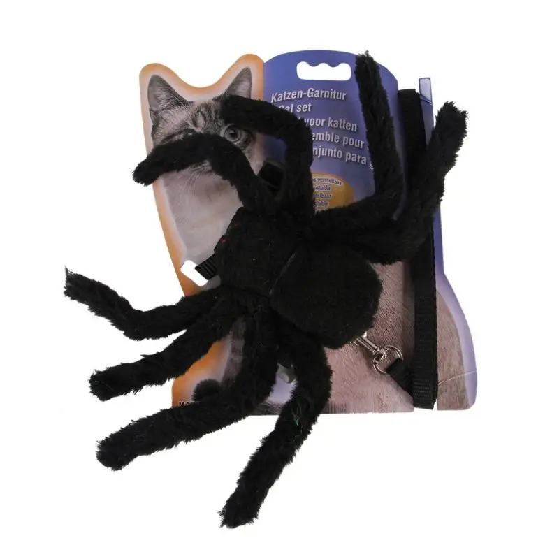 Черный Cat Chest Strap Pets Halloween Christmas Dress Up Spider Shape Dog Cats Leash 6XDD - Цвет: Черный