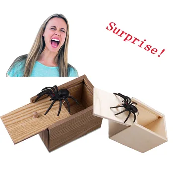 

Artificial Spider Wooden Surprise Scare Box Joke Prank Case Funny Horror Trick Toy- ztou
