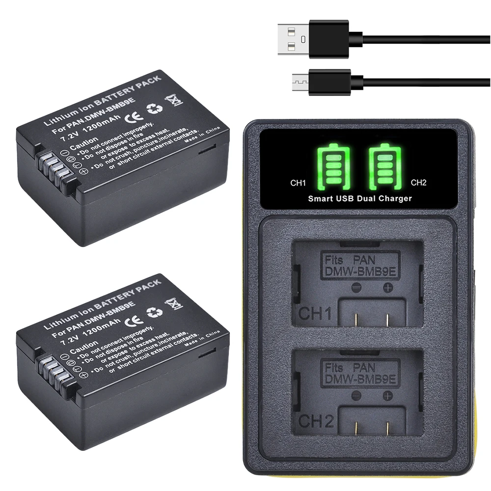 2Pc DMW BMB9 DMW BMB9E DMW BMB9 Battery Bateria + USB Charger for