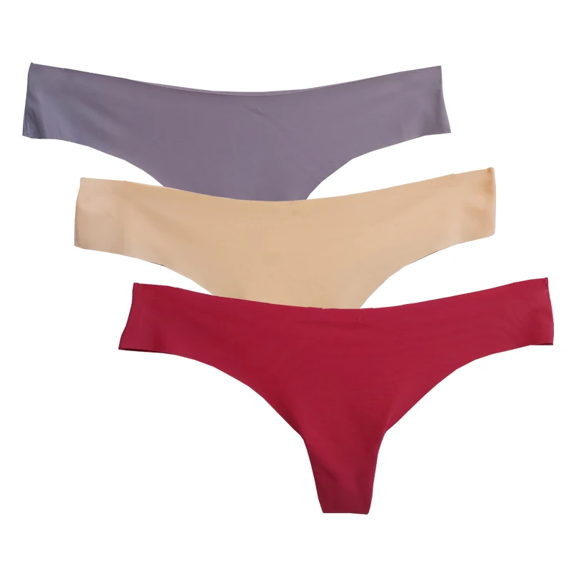 Ladies Silk Thong Panties Sexy Briefs G String Women Underwear Panties for Girls Ladies Intimates Female Lingerie Dropship 87393 - Цвет: Grey pink Red