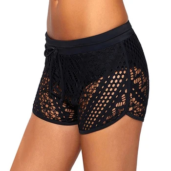 

Women Summer Lace Floral Shorts Female Sexy Shorts Summer Clothes Ladies Mini Mesh Lace Flower Tiered Women Short Pants