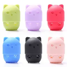1 шт. макияж в форме головы кота буфами коробка для хранения капсулы уникальный мягкий силиконовый дышащий косметический спонж сушильный чехол яйцо держатель спонжа