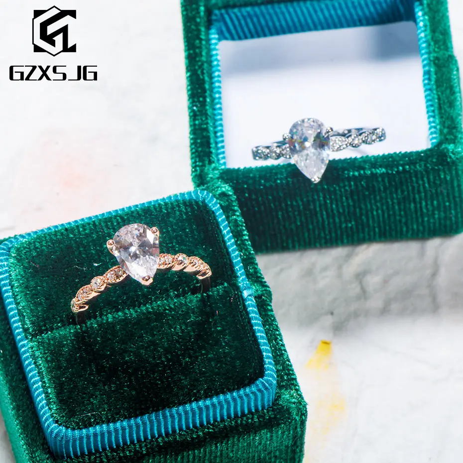 GZXSJG Wedding Ring for Women Solid 925 Sterling Silver 5A cubic white zircon Ring for elegant Anniversary Bride Fine jewelry