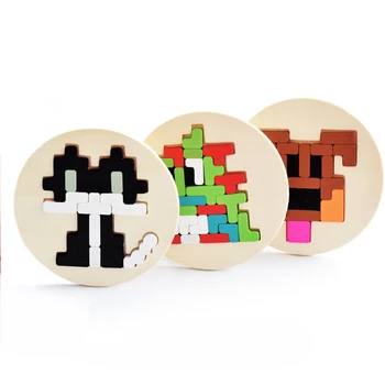 

Wooden Cartoon Pixel Puzzle Tetris Disc 2-6 Years Old Child Education Enlightenment Toys Educational Toys