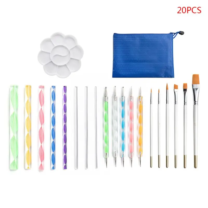 

20pcs Mandala Dotted Tools Set for Painting Rock Stones Double Head Pen Drawing U4LD