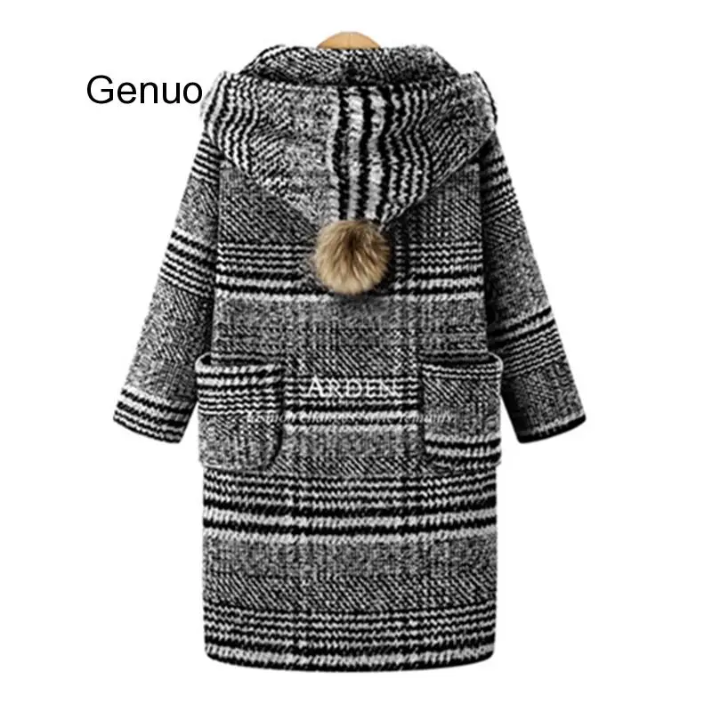 Women's Coat Parkas 2019 New Winter Loose Wool Jacket Plaid Hooded Woolen Coat Thick Padded Overcoat 2020 New Fashion