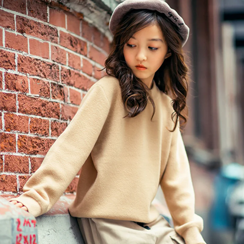 Winter Sweater Children Wear Loose Sweater Tee Children's Round-collar Teenage Sweaters Girl Winter Girls Clothing Sweater