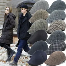 Ретро-шапка, мужской Британский берет, Женский живописный осенний и зимний парный большой головной убор, теплая шапка, тканевая шапка