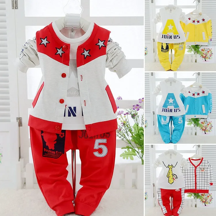 

Western Style Infant Wei Clothes Men And Women Baby Nursing Set Small CHILDREN'S Three-piece Set Pure Cotton Outer Wear Children