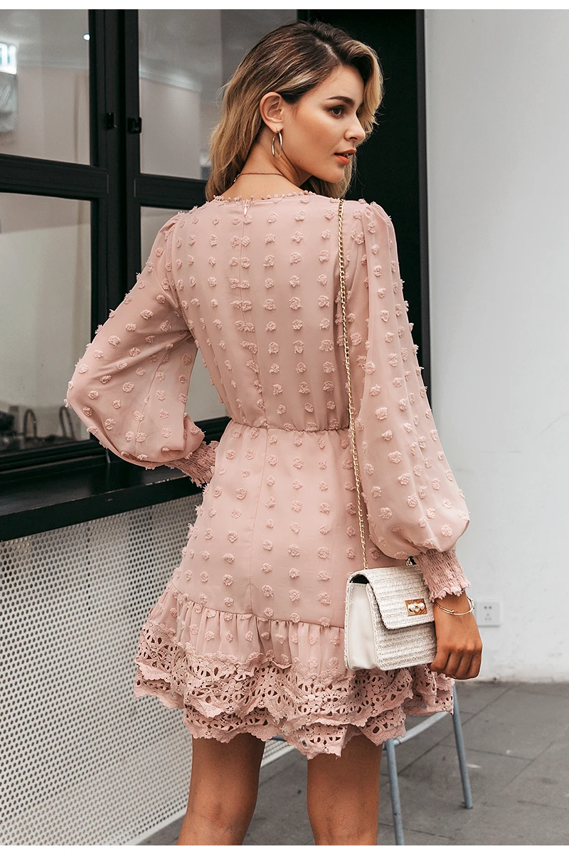 Simplee Роскошные осенние тонкие женское кружевное платье Chic с длинным рукавом с вышивкой вечерние платья