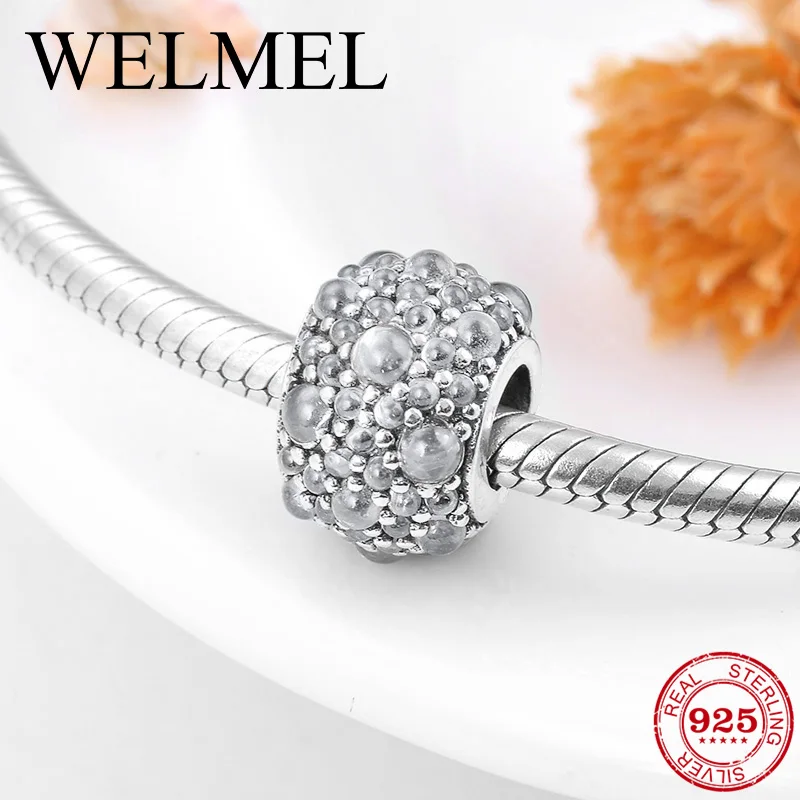 

Fashion charms 925 Sterling Silver grape shape Bubble zircon beads Fit Original Pandora Charm Bracelet Jewelry making 2018