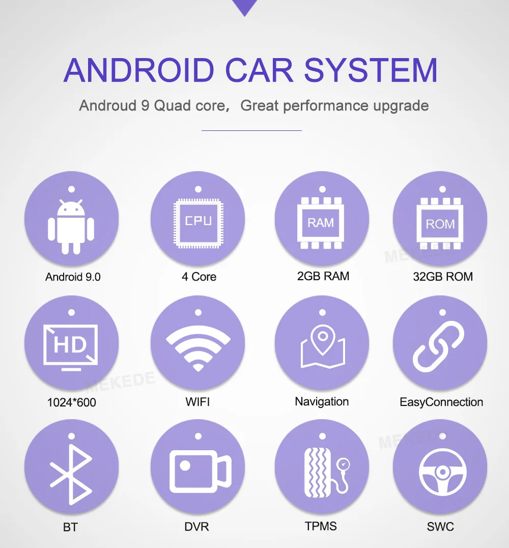 Cheap MEKEDE  Single 1 DIN 8" Android 9.0 Universal Car Radio Stereo Quad Core Head Unit GPS Navigation Support Steering Wheel 30