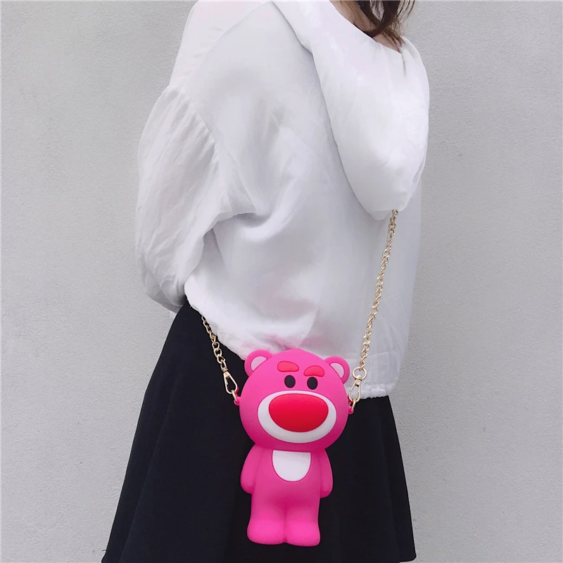as pic with chain Кавайный чехол для карандаша на молнии 3D аниме мультфильм ручка чехол милый мягкий силиконовый Карандаш сумка для детей школьные принадлежности канцелярские принадлежности подарок - Цвет: as pic with chain