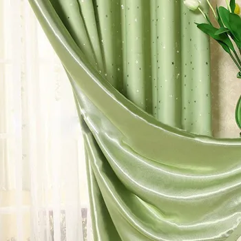 

100*250cm Pastoral style Stars Curtains Living Room Shading Blackout Curtain For Bedroom Punching Grommet