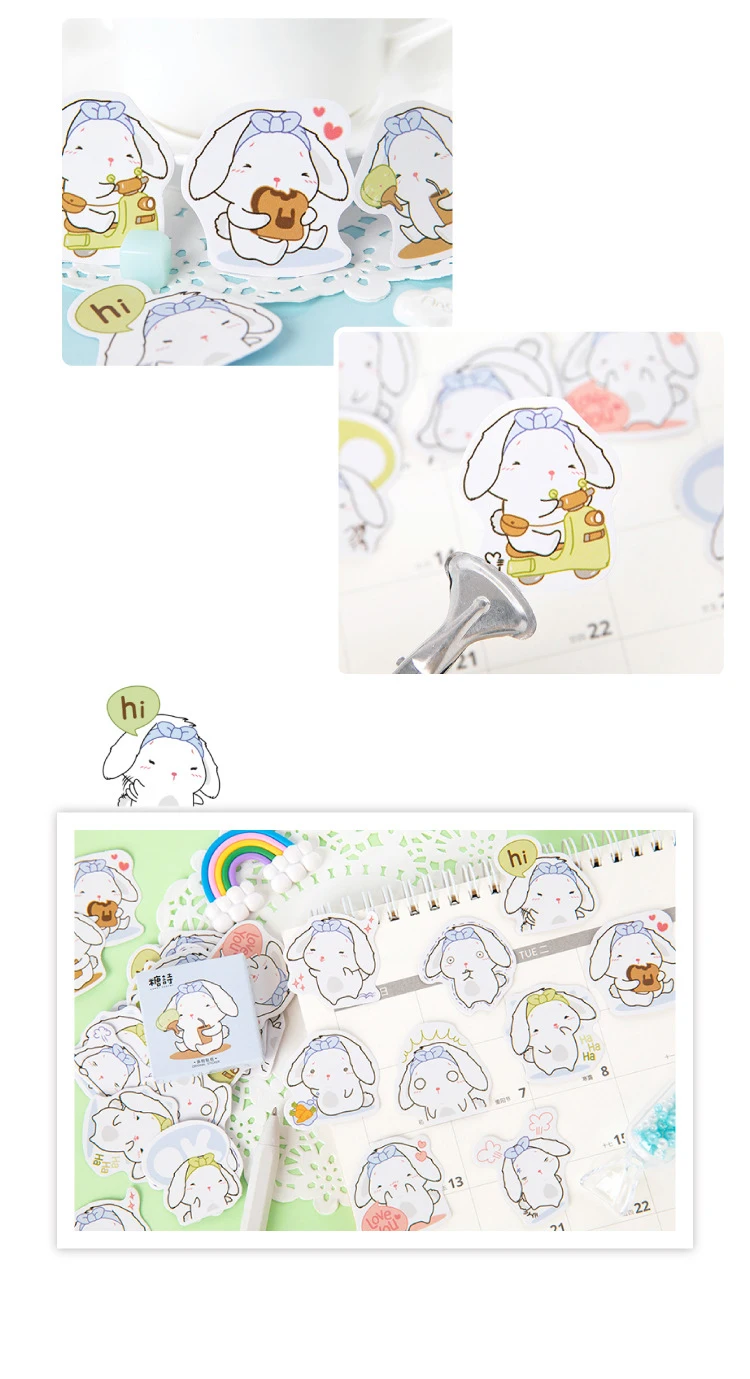 45 шт./упак. с маленьким кроликом и стикеры для детей DIY дневник в стиле Скрапбукинг фото Ablums