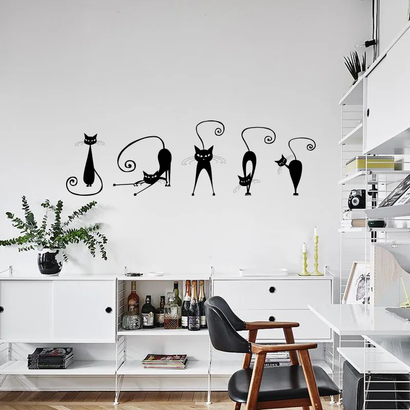 5 шт. виниловые наклейки на стену в виде кошки|stickers home decor|decoration for kids roomdecoration |