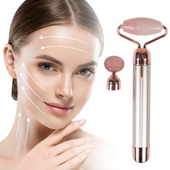 

2 In 1 Electric Jade Roller Slimming Face Massager Face Roller Lifting Stone Rose Quartz Facial Massage Roller Skin Care